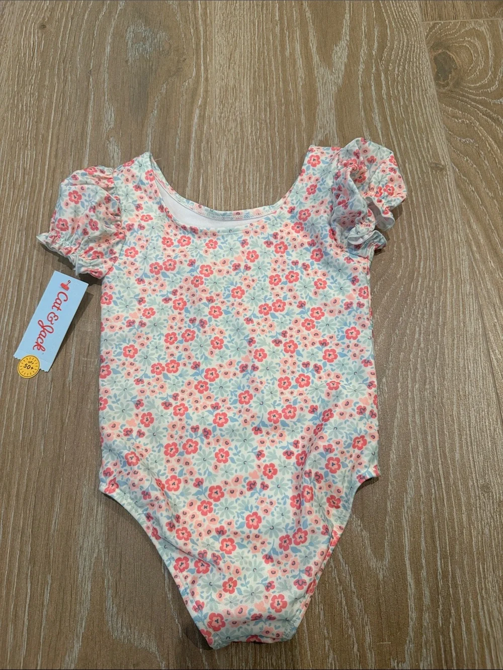 Toddlers Puff Sleeve Ditsy Floral One Piece Swimsuit Cat&Jack NWT Size 4T